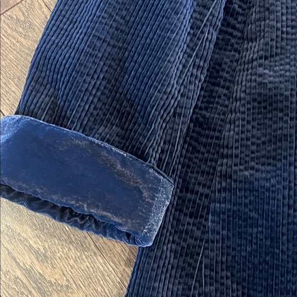 J. Jill Navy Blue Corduroy Blazer Jacket Size L Pleated Back - Picture 3 of 9